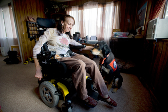 Karen McKinney, has trouble getting around on her own. Confined to a wheelchair, she has suffered through negligent caretakers and abandonment by her family. But thanks to some friends, neighbors and her service dog Greta, she may finally get the care she desperately needs. — © 2009 Gallup Independent / Adron Gardner 