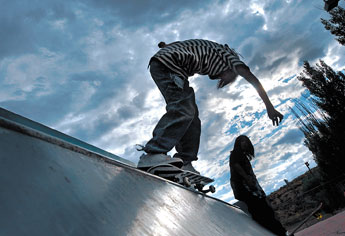 Skaters ride out the day, and the ramps at the 8th Street skate park on Friday. — © 2009 Gallup Independent / Adron Gardner 