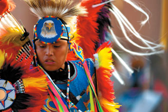 A dancer preforms during the Ceremonial Powwow at Red Rock Park on Friday. — © 2009 Gallup Independent / Adron Gardner