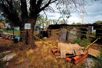 A backyard in Zuni was the scene of an alleged grizzly murder in January of this year. Authorities believe Floyd Yuselew murdered Tyler Quam and buried his body in the backyard chicken coop of his home. — © 2009 Gallup Independent / Brian Leddy 