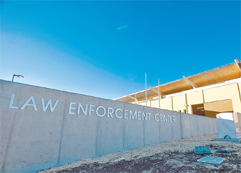 Finishing touches are being put on the newly constructed Law Enforcement Center on Nizhoni Boulevard in Gallup. The center will house the McKinley County Sheriff’s Office and the Gallup Police Department. — © 2009 Gallup Independent / Adron Gardner