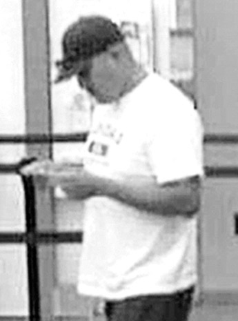 This video image from a surveilience camera shows a man who robbed the Bank of America Wednesday. Photo courtesy of the FBI