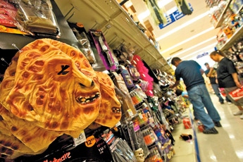 A rubber Freddy Krueger mask is one of endless popular choices for Halloween get-ups this year on display at Walgreens in Gallup. &mdash;&nbsp;&copy; 2009 Gallup Independent / Adron Gardner 